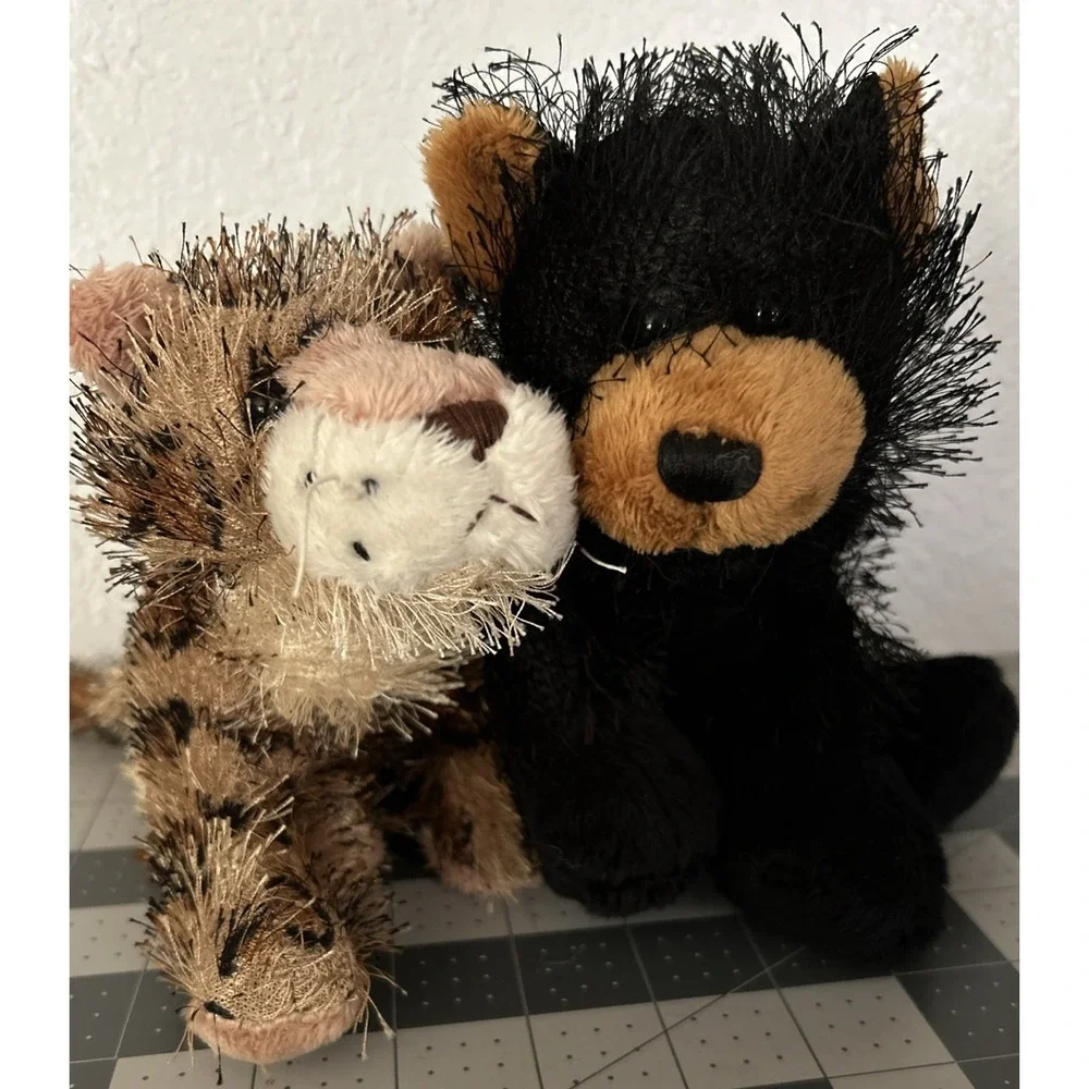 Ganz Webkinz Lot of 2 HM004 Black Bear HS031 Leopard Soft‎ Plush Stuffed Animals
